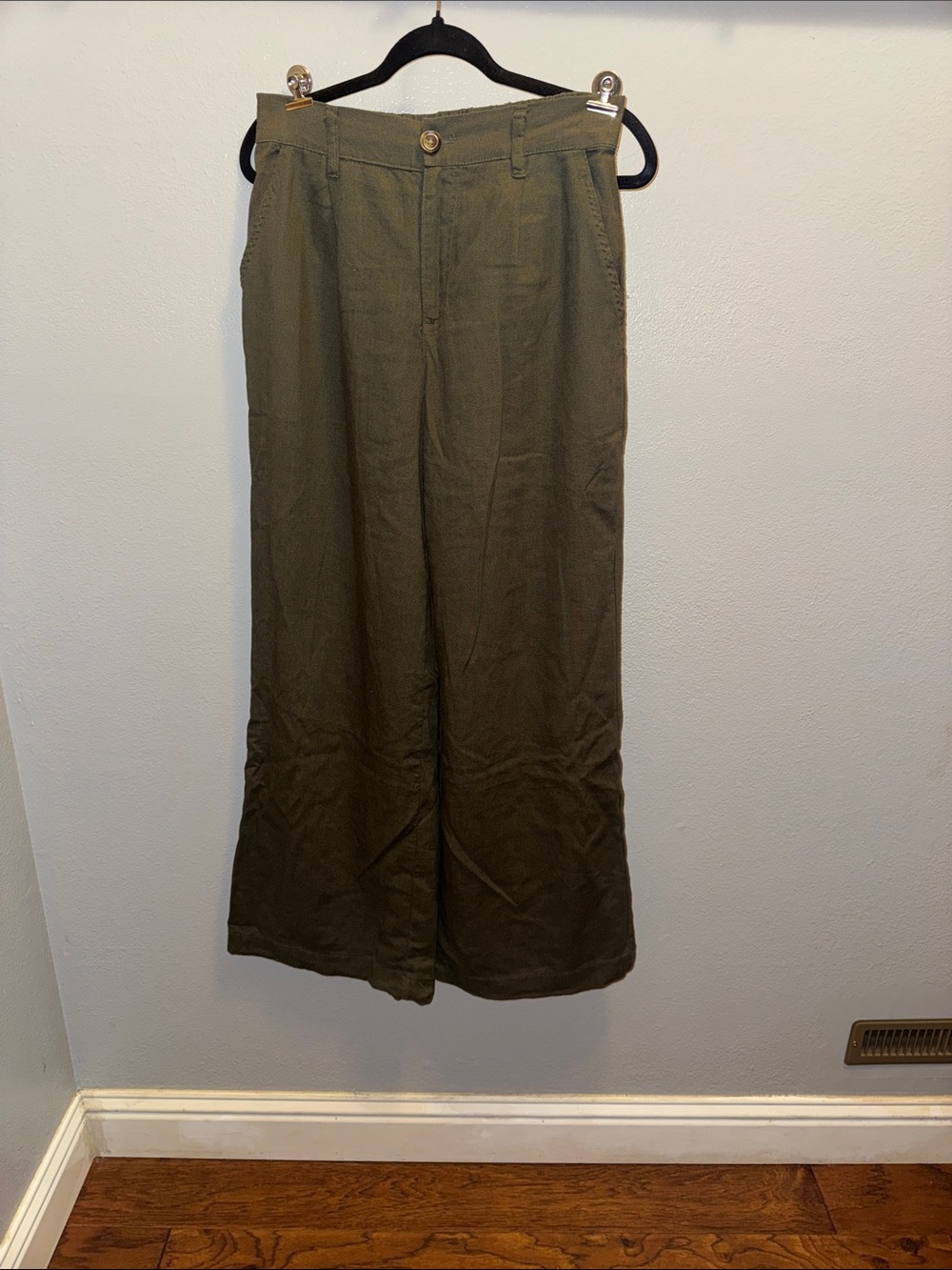 High-Rise Olive Wide-Leg Women's Pants